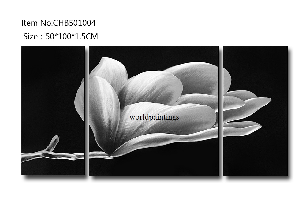 ציור אלומיניום פרח בשחור לבן